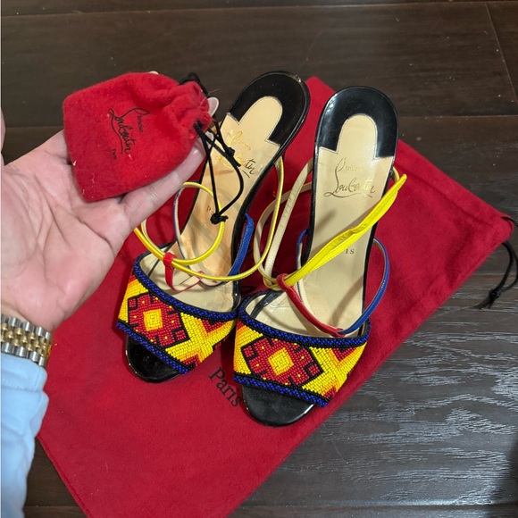 Christian Louboutin Colorful Beaded Women's Heels - Picture 1 of 5